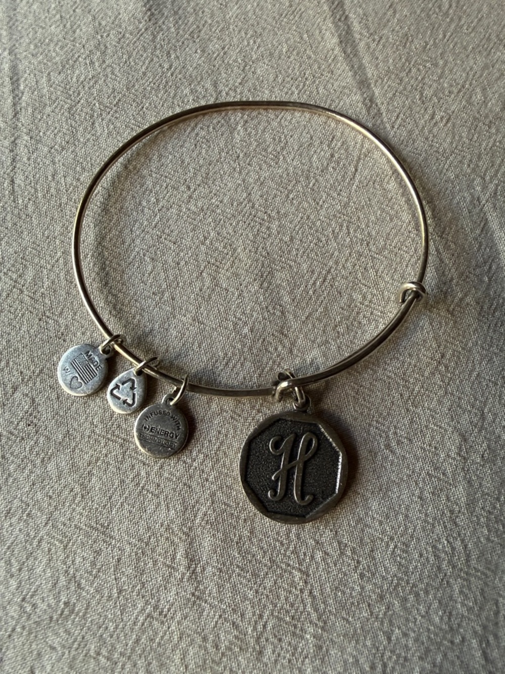 Alex and Ani Silver-Tone Initial H Charm Bangle